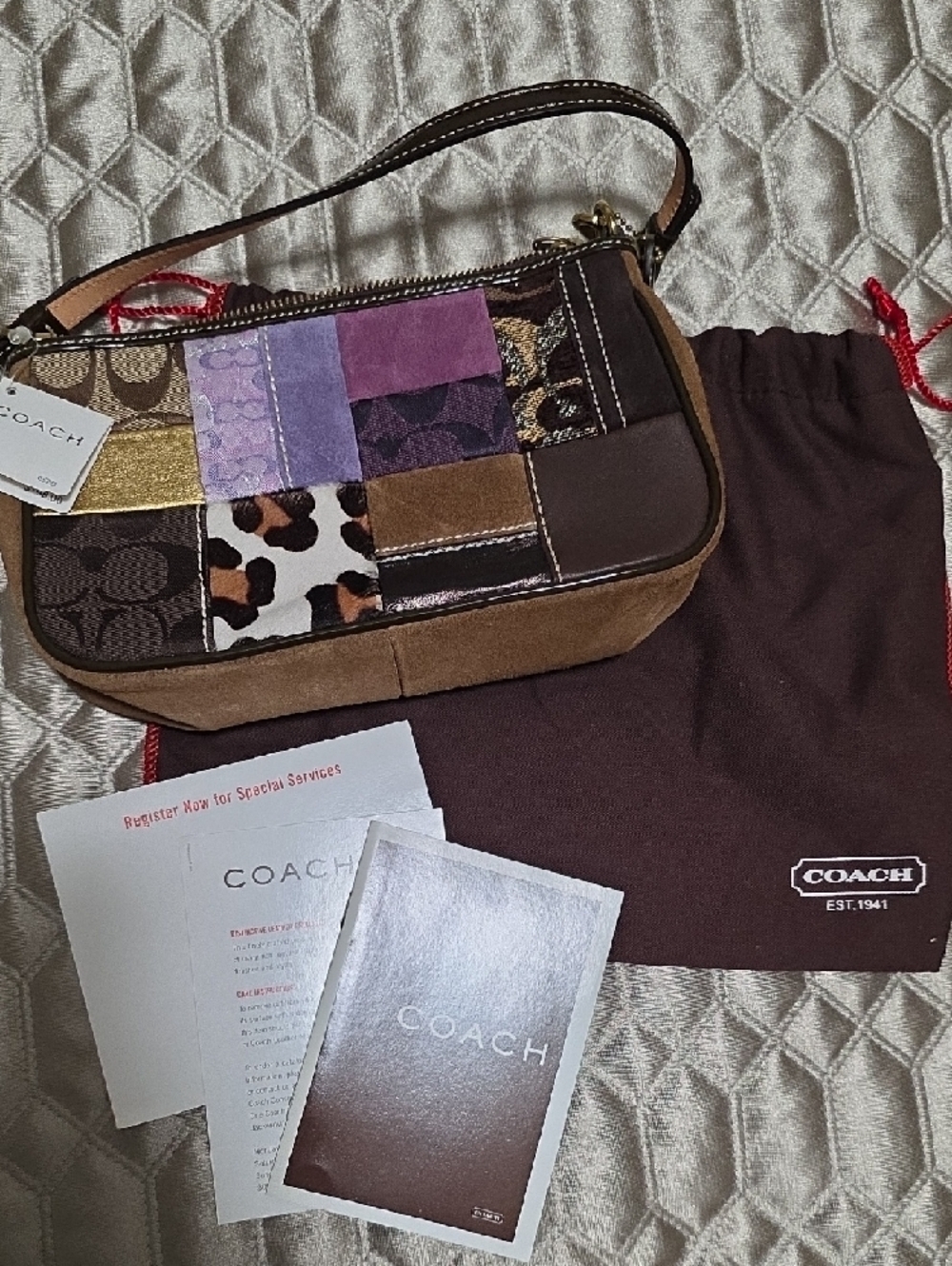 Coach Vintage Y2K Multicolor Patchwork Leather & Suede Shoulder Purse - Picture 5 of 5